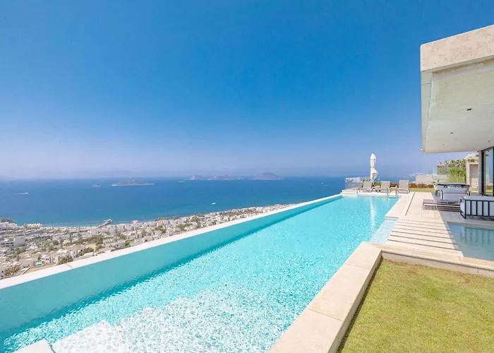 Villa View Bodrum Infinity Pool Sunset Over Greek Islands Private Concierge Breakfast Up To 10 Guests Villa Bodrum