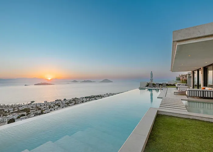Villa View Bodrum Infinity Pool Sunset Over Greek Islands Private Concierge Breakfast Up To 10 Guests Villa Bodrum