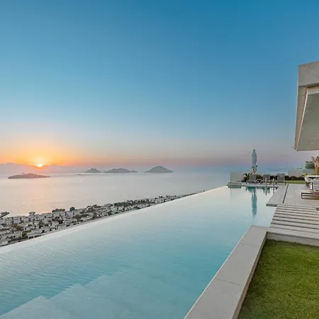 View Infinity Pool Sunset Over Greek Islands Private Concierge Breakfast Up To 10 Guests 빌라 Bodrum