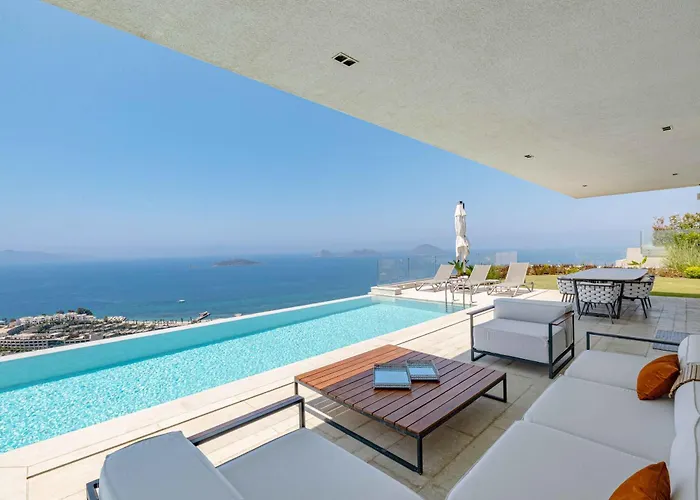 View Infinity Pool Sunset Over Greek Islands Private Concierge Breakfast Up To 10 Guests * 博德鲁姆